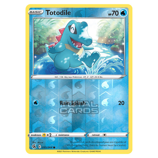 Pokemon - Sword & Shield - Fusion Strike - Totodile - 055/264 - (Reverse Holo)