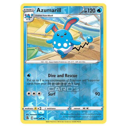 Pokemon - Sword & Shield - Fusion Strike - Azumarill - 059/264 - (Reverse Holo)