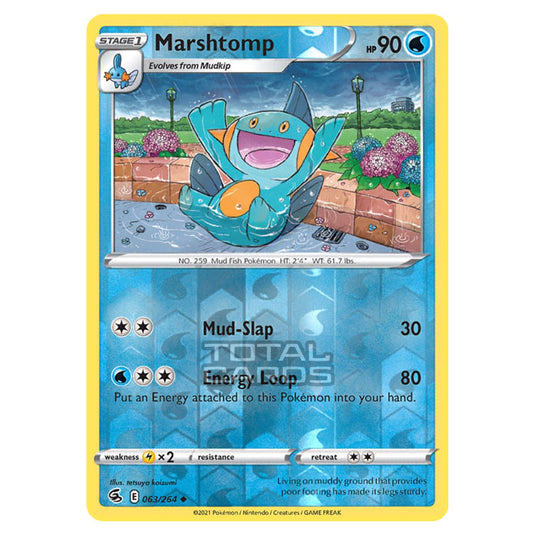 Pokemon - Sword & Shield - Fusion Strike - Marshtomp - 063/264 - (Reverse Holo)