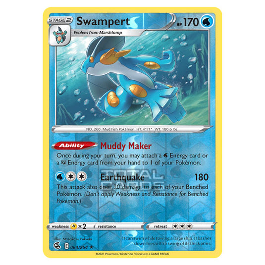 Pokemon - Sword & Shield - Fusion Strike - Swampert - 064/264 - (Reverse Holo)