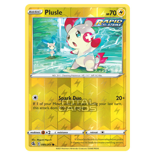 Pokemon - Sword & Shield - Fusion Strike - Plusle - 089/264 - (Reverse Holo)