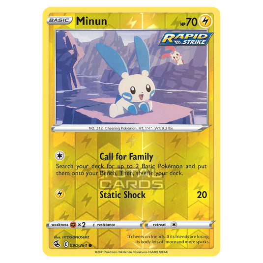 Pokemon - Sword & Shield - Fusion Strike - Minun - 090/264 - (Reverse Holo)