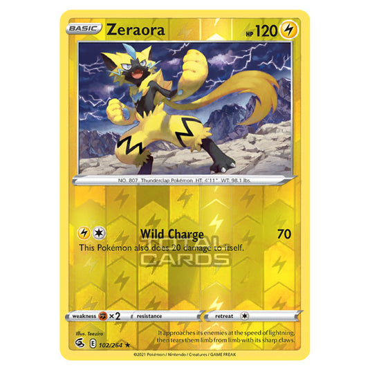 Pokemon - Sword & Shield - Fusion Strike - Zeraora - 102/264 - (Reverse Holo)