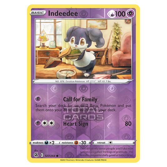 Pokemon - Sword & Shield - Fusion Strike - Indeedee - 127/264 - (Reverse Holo)