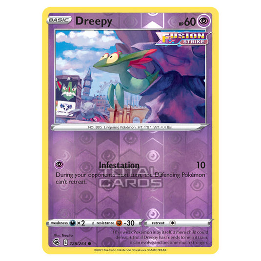 Pokemon - Sword & Shield - Fusion Strike - Dreepy - 128/264 - (Reverse Holo)