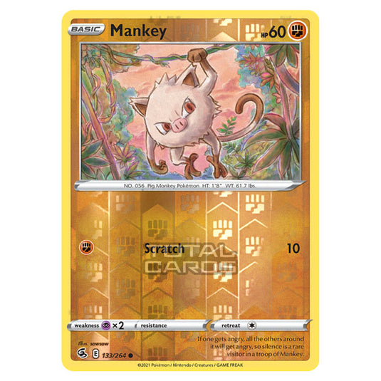 Pokemon - Sword & Shield - Fusion Strike - Mankey - 133/264 - (Reverse Holo)