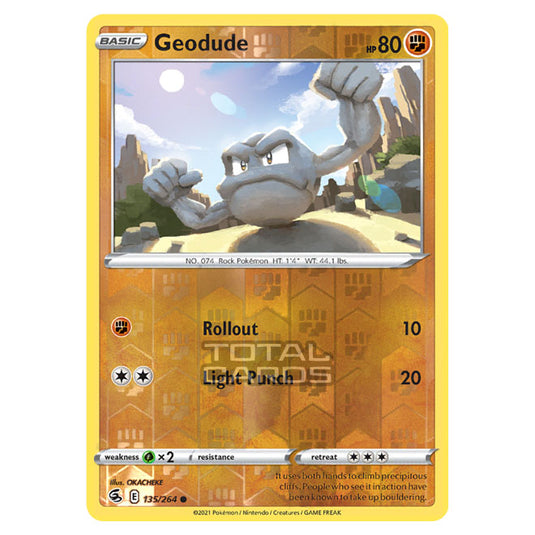 Pokemon - Sword & Shield - Fusion Strike - Geodude - 135/264 - (Reverse Holo)