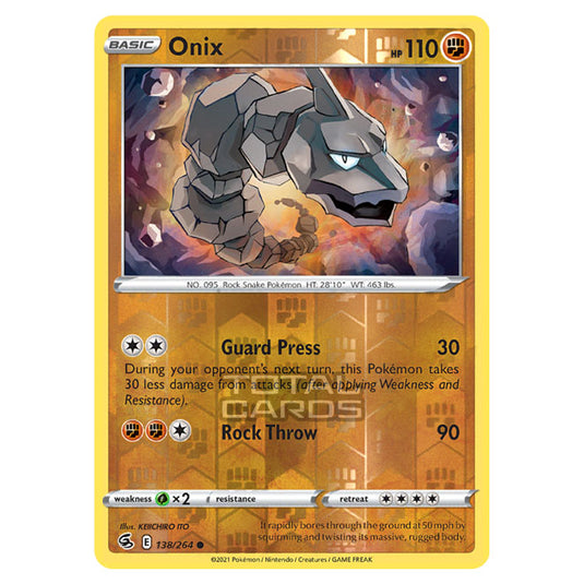 Pokemon - Sword & Shield - Fusion Strike - Onix - 138/264 - (Reverse Holo)