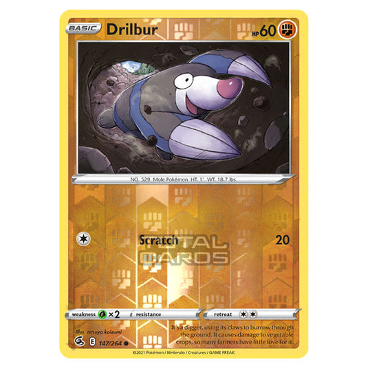 Pokemon - Sword & Shield - Fusion Strike - Drilbur - 147/264 - (Reverse Holo)