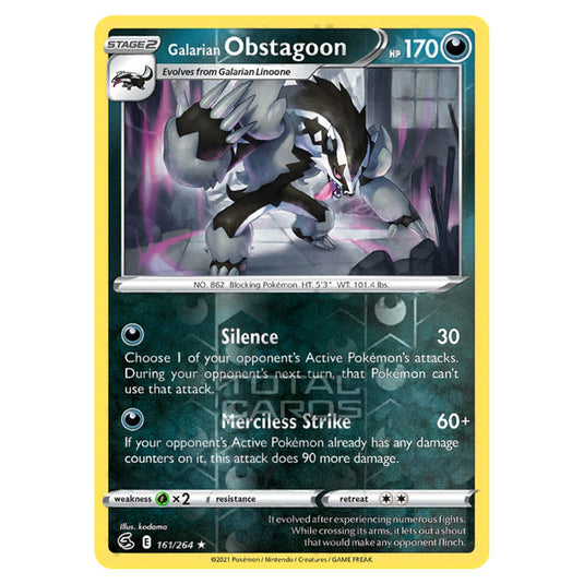 Pokemon - Sword & Shield - Fusion Strike - Galarian Obstagoon - 161/264 - (Reverse Holo)