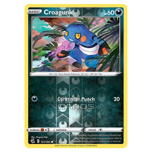 Pokemon - Sword & Shield - Fusion Strike - Croagunk - 165/264 - (Reverse Holo)