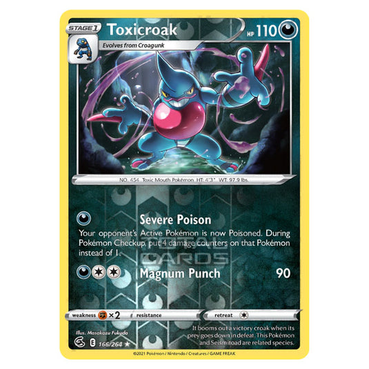 Pokemon - Sword & Shield - Fusion Strike - Toxicroak - 166/264 - (Reverse Holo)