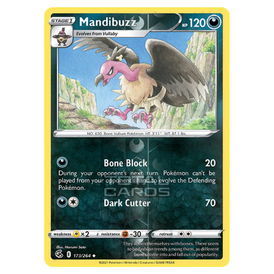 Pokemon - Sword & Shield - Fusion Strike - Mandibuzz - 173/264 - (Reverse Holo)