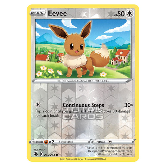 Pokemon - Sword & Shield - Fusion Strike - Eevee - 205/264 - (Reverse Holo)