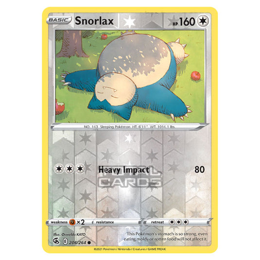 Pokemon - Sword & Shield - Fusion Strike - Snorlax - 206/264 - (Reverse Holo)