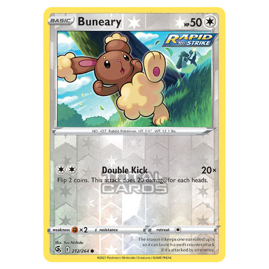 Pokemon - Sword & Shield - Fusion Strike - Buneary - 212/264 - (Reverse Holo)