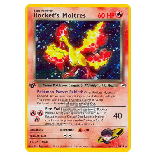 Pokemon - Gym - Gym Heroes - Rocket's Moltres - 12/132-Light Played-Unlimited-English