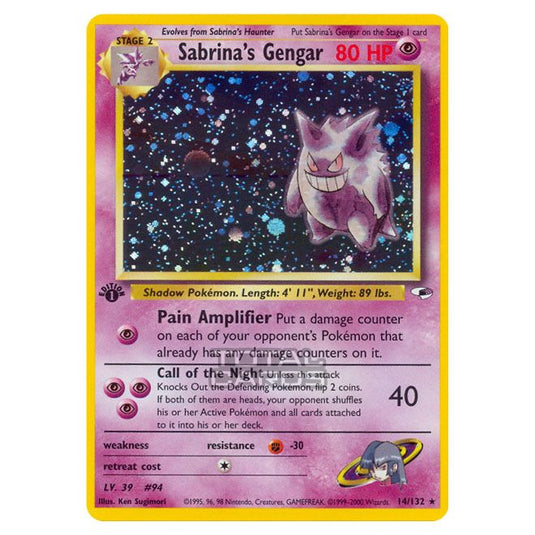 Pokemon - Gym - Gym Heroes - Sabrina's Gengar - 14/132-Poor-English-Unlimited