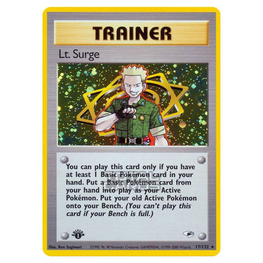 Pokemon - Gym - Gym Heroes - Lt. Surge - 17/132-Mint-First Edition-English