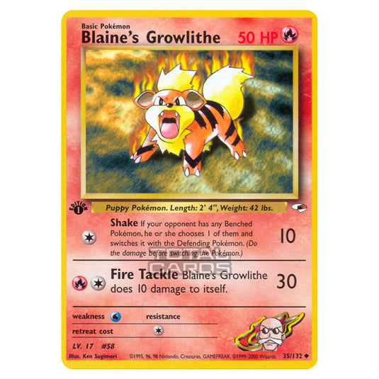 Pokemon - Gym - Gym Heroes - Blaine's Growlithe - 35/132