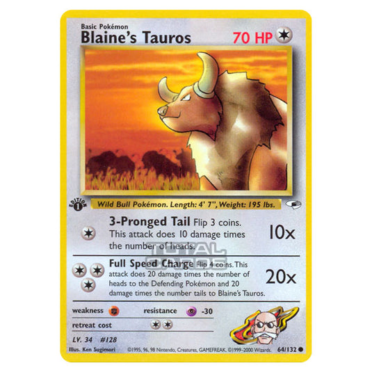 Pokemon - Gym - Gym Heroes - Blaine's Tauros - 64/132