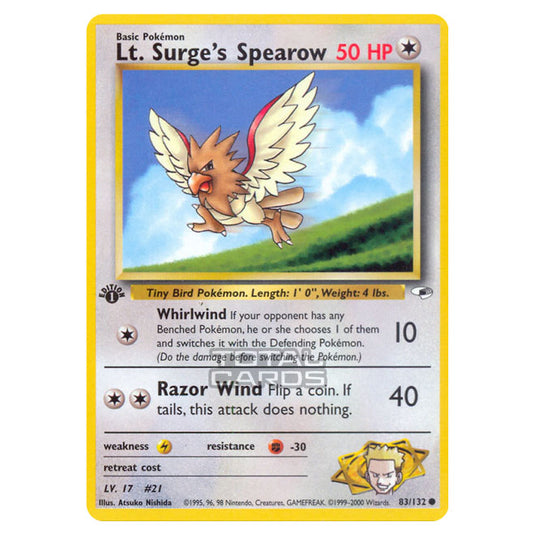 Pokemon - Gym - Gym Heroes - Lt. Surge's Spearow - 83/132