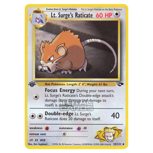 Pokemon - Gym - Gym Challenge - Lt. Surge's Raticate - 53/132