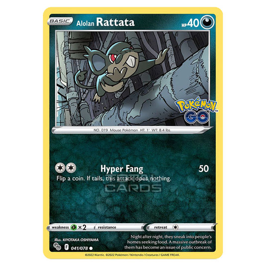 Pokemon - Sword & Shield - Pokemon Go - Alolan Rattata - 041/78 Pokemon - Sword & Shield - Pokemon Go - Alolan Rattata - 041/78