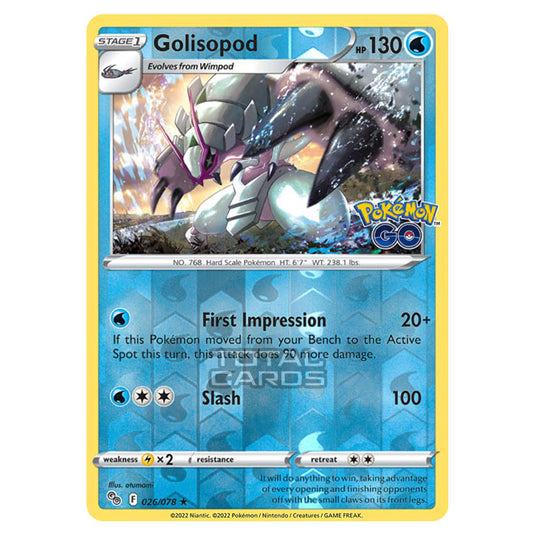 Pokemon - Sword & Shield - Pokemon Go - Golisopod - 026/78 - (Reverse Holo)