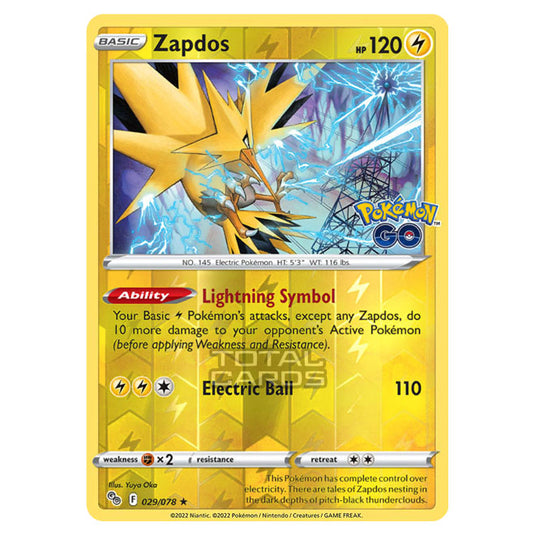 Pokemon - Sword & Shield - Pokemon Go - Zapdos - 029/78 - (Reverse Holo)