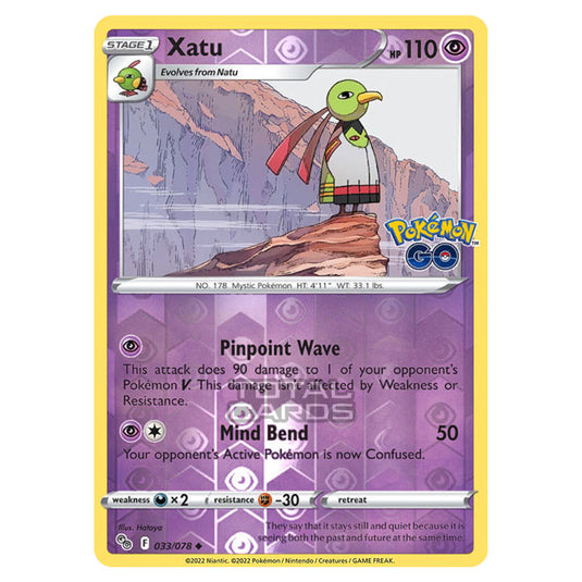 Pokemon - Sword & Shield - Pokemon Go - Xatu - 033/78 - (Reverse Holo)