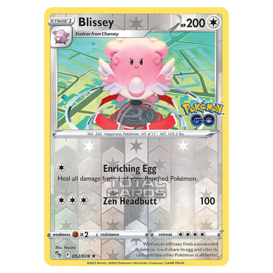 Pokemon - Sword & Shield - Pokemon Go - Blissey - 052/78 - (Reverse Holo)