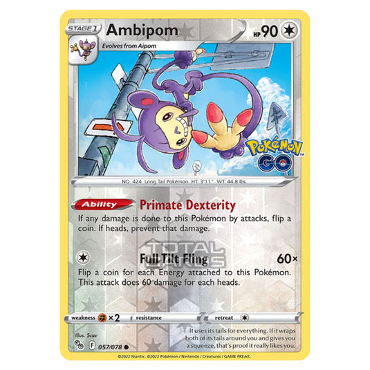 Pokemon - Sword & Shield - Pokemon Go - Ambipom - 057/78 - (Reverse Holo)