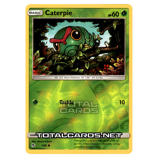 Pokemon - Sun & Moon - Hidden Fates - Caterpie - 1/68 - (Reverse Holo)