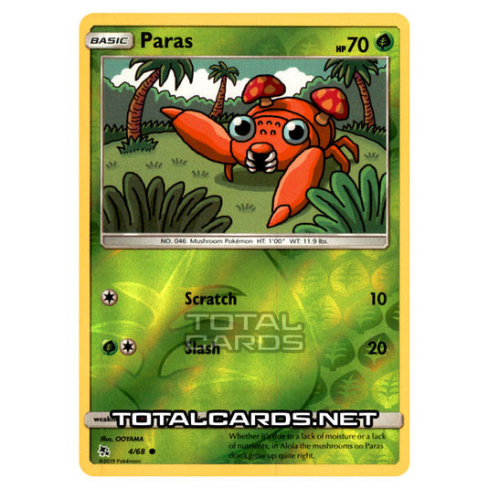 Pokemon - Sun & Moon - Hidden Fates - Paras - 4/68 - (Reverse Holo)