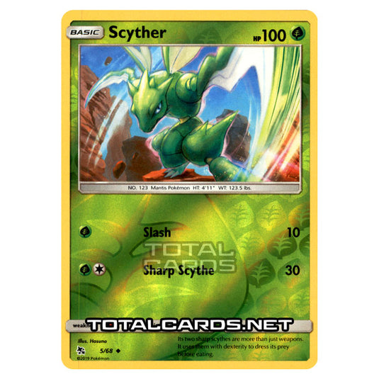 Pokemon - Sun & Moon - Hidden Fates - Scyther - 5/68 - (Reverse Holo)