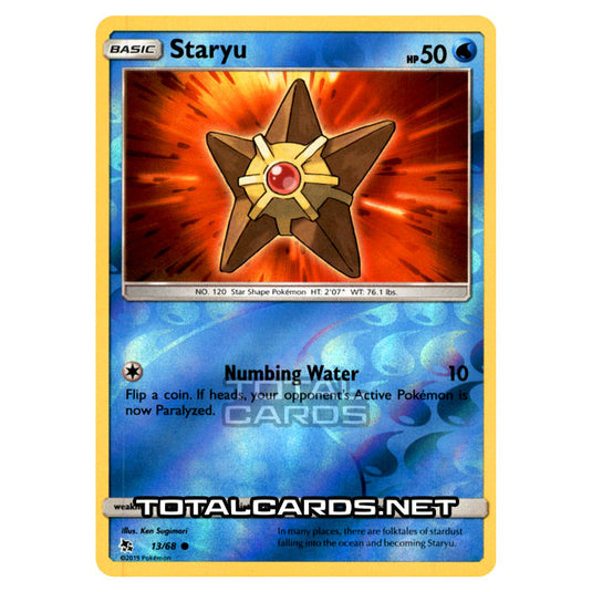 Pokemon - Sun & Moon - Hidden Fates - Staryu - 13/68 - (Reverse Holo)