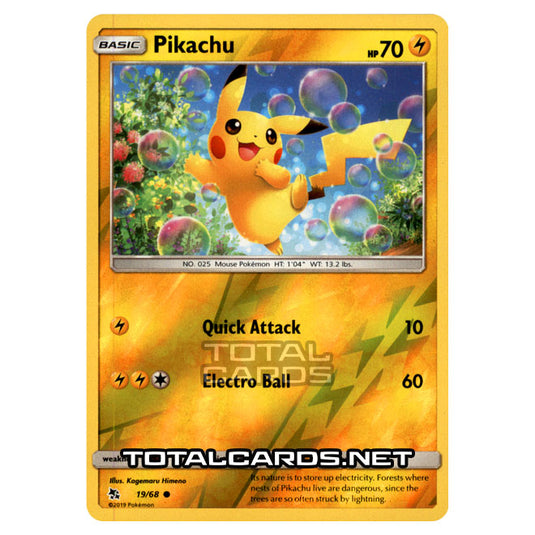 Pokemon - Sun & Moon - Hidden Fates - Pikachu - 19/68 - (Reverse Holo)