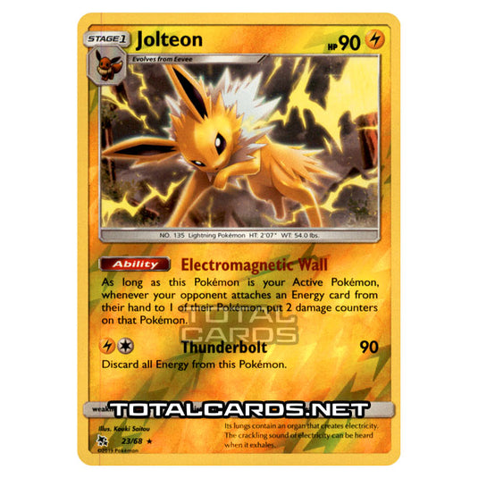 Pokemon - Sun & Moon - Hidden Fates - Jolteon - 23/68 - (Reverse Holo)