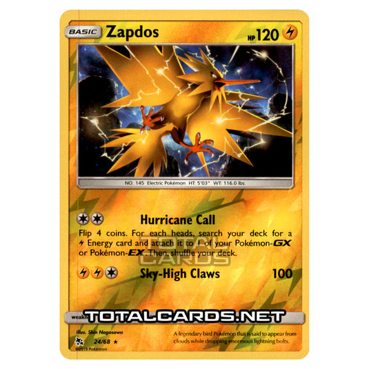 Pokemon - Sun & Moon - Hidden Fates - Zapdos - 24/68 - (Reverse Holo)