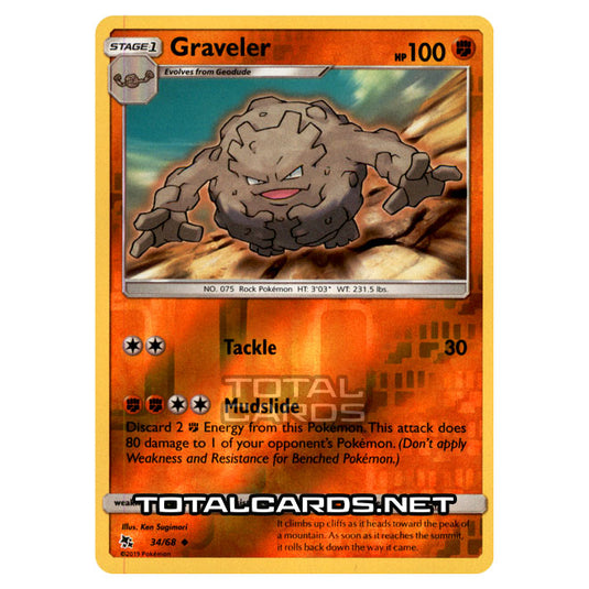 Pokemon - Sun & Moon - Hidden Fates - Graveler - 34/68 - (Reverse Holo)