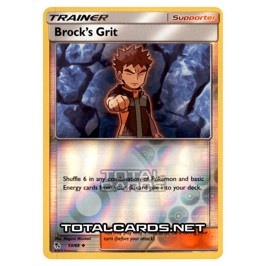 Pokemon - Sun & Moon - Hidden Fates - Brock's Grit - 53/68 - (Reverse Holo)