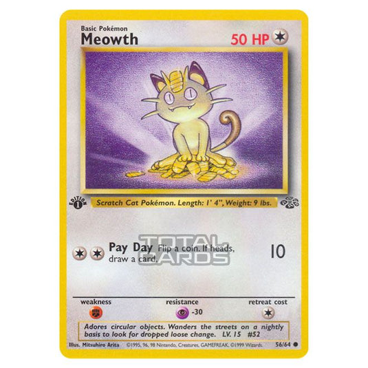 Pokemon - Jungle - Meowth - 56/64-Near Mint-Unlimited-English