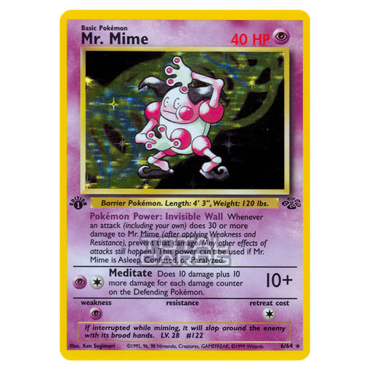 Pokemon - Jungle - Mr. Mime - 6/64-English-First Edition-Mint