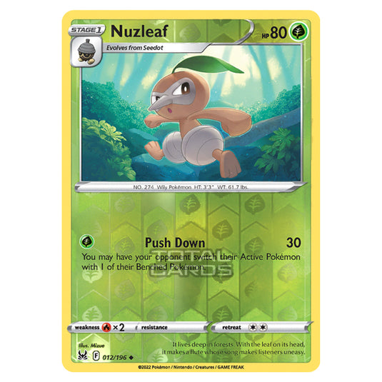 Pokemon - Sword & Shield - Lost Origin - Nuzleaf - 12/196 - (Reverse Holo)