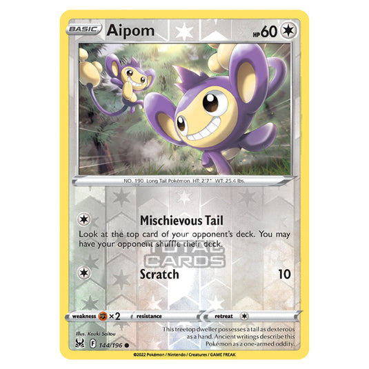 Pokemon - Sword & Shield - Lost Origin - Aipom - 144/196 - (Reverse Holo)