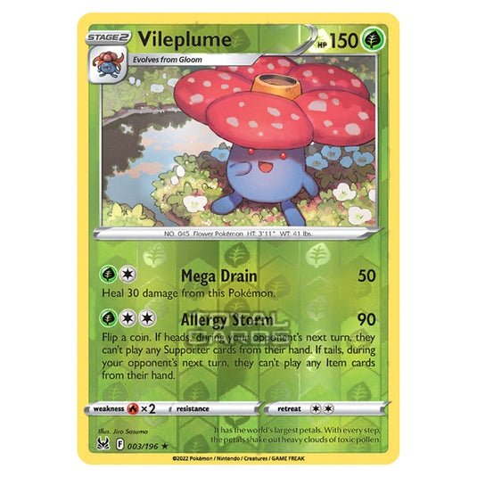 Pokemon - Sword & Shield - Lost Origin - Vileplume - 3/196 - (Reverse Holo)