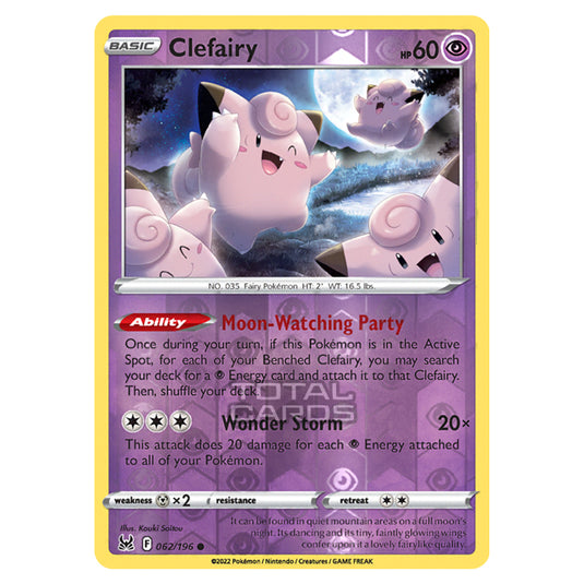 Pokemon - Sword & Shield - Lost Origin - Clefairy - 62/196 - (Reverse Holo)