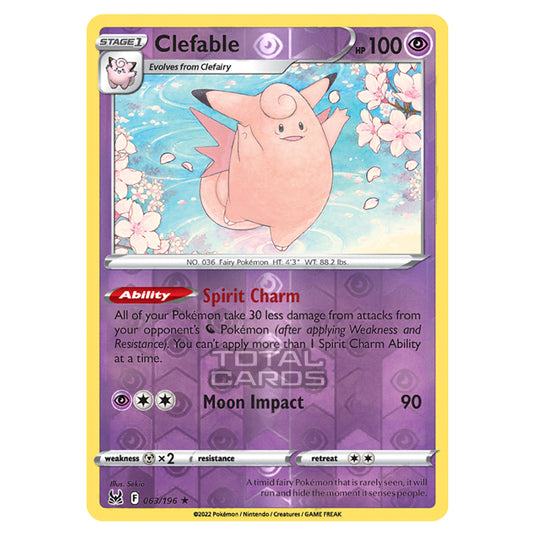 Pokemon - Sword & Shield - Lost Origin - Clefable - 63/196 - (Reverse Holo)