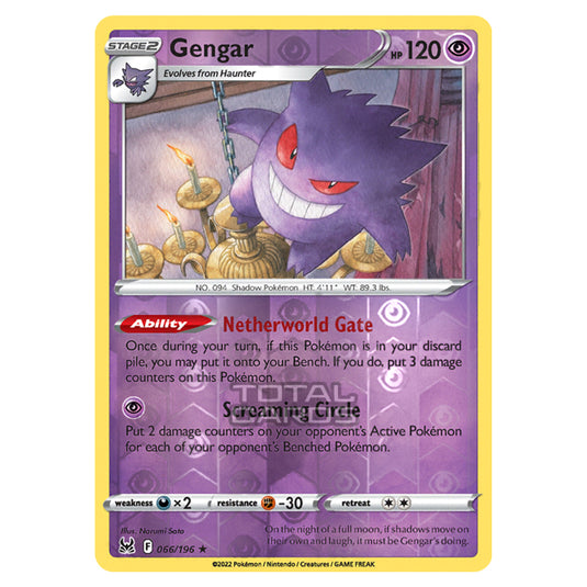 Pokemon - Sword & Shield - Lost Origin - Gengar - 66/196 - (Reverse Holo)